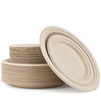 Sugarcane/Bagasse (Wheatstraw) Disposable Plates- 100% Tree Free Natural Biodegradable Plant Based Process –Compostable Chemical Free and Eco Friendly Plates, Microwavable (100, Combo 7" 9")