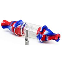 Reusable Silicone Honey Straw with Water Filtering 8.3" Red/Blue