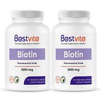 Biotin 5000mcg (240 Vegetarian Capsules) (120 x 2) - No Stearates - No Flow Agents - Vegan - Non GMO - Gluten Free - Hair, Skin, Nails