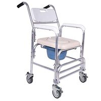 Lookvv Bedside Commodes Bath Chair Wheelchair for Toilet with Wheels Portable Bidet Shower Chair for Elder Disabled Pregnant (B)
