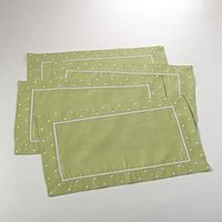 SARO LIFESTYLE Embroidered Dot Border Placemat (Set of 4) Lime