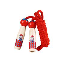 Holata Toys 1PC Creative Wood Jump Rope Wooden Handle Sports Rope Fitness Jump Rope (Red