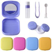 sansheng Set of 5 Mini Travel Contact Lens Box Sets, Support Lens Box, Contact Lens Fixed Lens Box, Blue, Purple, Green, Rose red, Yellow