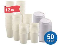 1InTheHome 12 oz Coffee Cups With Lids Disposable Paper Coffee Hot Cups (50 Cup & 50 Lids))