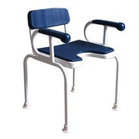 SYDDP Bathroom Stools Bath Stools Bath Stool Blue Commode Chair Stainless Steel Bath Chair Elderly Toilet Chair with Backrest Portable Height Adjustable Shower Chair with Handrail and Detachable U-sha