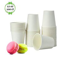 TashiLiving [100 Pack-12oz] Paper Coffee Cups Disposable Tea & Hot Chocolate container to go, 12 Ounce, White