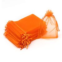 Dealglad 50pcs Drawstring Organza Jewelry Candy Pouch Christmas Wedding Party Favor Gift Bags (3x4", Orange)