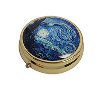 XingBoo Van Gogh Starry Night Large Custom New Hot Round Medicine Tablet Pocket Travel Gold Pill Case Vitamin Glass Decorative Box