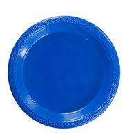 Exquisite Plastic Dessert/Salad Plates - Solid Color Disposable Plates - 100 Count (10 Inch, Dark Blue)
