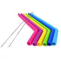 Reusable Silicone Straws Extra Long Flexible Bend Smoothies Straws with Cleaning Brushes BPA Free for 20 31 OZ Tumbler Yeti