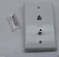 RJ11 Phone Jack F81 Coaxial Connector Wall Plate Cable TV RG6 Keystone White