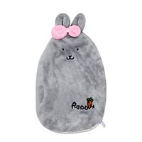 1 Liter Transparent Rubber Hot Water Bottle Soft Warm Water Bag with Plush Fleece Cover, Cute Rabbit Print Hand Feet Belly Warmer