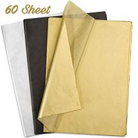 Whaline 60 Sheets Tissue Paper Wrapping Paper, Large 20 x 28 Squares for Home, Kitchen, Wine Bottles, DIY Art Craft（Gold, Silver and Black）