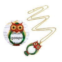AKOAK 10X Owl Pendant Magnifier with Magnifying Glass Necklace