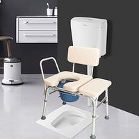 Commode Chair,Toilet Potty Chair Shower Seat Bathroom Stool Wheelchair Aluminum Bedside Seat for Adult Disabled Senior Pregnant Women Elderly Creamy