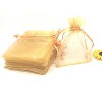 100pcs 4x6 Inches Drawstrings Organza Gift Candy Bags Wedding Favors Bags (Gold)
