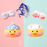 Yellow Cute Duck Design Popular Contact Lens Case Box, Contact Travel Kit (Bule)