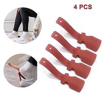 Zebery 4 PCS Lazy Shoe Helper - Handled Travel Shoe Horn Lifting Helper -Easy on Easy Off, Plastic Shoehorn Helper for Men, Women and Kids Fits for All Shoes