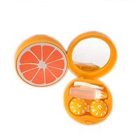 OH Fashion Contact Lens Case Fruits Orange 5 Packs Portable Case Travel Contacts Holder Container Soak with Contact Solution Bottle, Mirror, Inserter and Remover Tool and a Soft Tip Tweezer