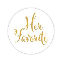 Her Favorite Wedding Stickers, Choose Your Colors, Wedding Favor Stickers (Golden on Matte - Her Favorite) (403-GN)
