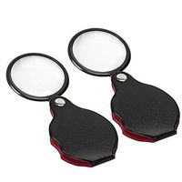 Wapodeai 2pcs 10x Small Pocket Magnify Glass Premium Folding Mini Magnifying Glass with Rotating Protective Leather Sheath, Apply to Reading, Science, Jewelry, Hobbies, Books, 1.96in