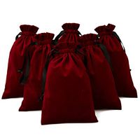 WRAPAHOLIC Velvet Tarot Rune Bag - 6 Pack Velvet Bags 6 x 9 Inches for Cards, Game Pieces, Jewelry, Wedding Party Gift Wrap - Wine