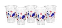 Party Essentials N620555 60 Count Soft Plastic 16 oz Printed Party Cups, Patriotic Stars, Clear