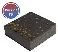 Paper Napkins – Decorative Black & Gold Dots Napkins – Pack of 50 Disposable Party Napkins – Eco-Friendly & Recyclable – Soft & Food-Grade Paper – Ideal for Weddings, Bridal Showers & Parties