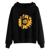 LUCAMORE Hoodies Sweater Women Baggy Sunflower Printed Jumper Pullover Tops Sweatshirts Jackets Coats Black