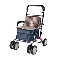 HJF-LUNYI Shopping Trolley-Aluminium Seniors Shopping Cart/Trolley/Grocery Walker Walker Four Wheels/Lightweight Comfortable Collapsible Chair,Suitable for Elders and People in Need