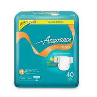 Assurance Stretch Briefs with Tabs, Ultimate Absorbency, Small/Medium, 40 count (UNISEX)