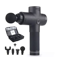 Handheld Massager Gun for Muscle Pain Relief Stiffness Relaxation, Portable Cordless Quiet Chargable Deep Tissue Massage Gun with 4 Massage Heads and Suitcase (Red) (Black)