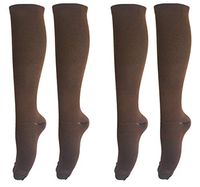 ASRocky Graduated Compression Socks Anti-Fatigue Antimicrobial Calf High Below Knee Mens Womens Sock Leg Foot Ankle Heel Support Pain Relief Stockings Reduce Swelling (2 Pair, Sm/Med, Brown)