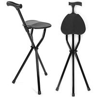 UPANV Heavy Duty Walking Cane with Folding Seat 113KG Capacity Adjustable Canes with Seats for Heavy Weight Thick Aluminum Alloy Cane Stool Seat Chairs