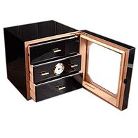 Cigar Box Humidifier Large Capacity Cedar Wood Three-Layer Piano Paint Cigar Cabinet Cuba