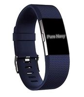 Dunfire Replacement Bands for Fitbit Charge 2 Wristband/Bracelet/Smart-Watch, Size Large and Small Straps for Men and Women (Navy, Small)