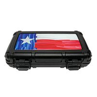 Cigar Caddy Turano Flag Series Travel Humidor, 5 Cigar Capacity, 1 Humidifier Disc in Lid, Airtight, Waterproof to 100 Feet Deep, Stainless Steel Latch Hinges, Texas Flag