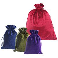 HRX Package Soft Velvet Gift Bags, Velvet Drawstring Pouches for Tarot Rune Jewelry Crystal 4 Pack - 1 Large & 3 Small