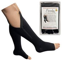 Presadee Original Open Toe 20-30 mmHg Firm Compression Circulation Zipper Socks (Black, L/XL)