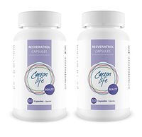CARSON LIFE Resveratrol Anti Aging Capsules - (1 Bottle, 60 Capsules) Potent Vegan Dietary Supplement - for Skin Hydration, Anti Wrinkle Capsules and Energy Boost – Made in The USA (2 Pack)