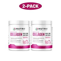 Nutrii Grass-Fed Hydrolyzed Collagen Peptides Protein Powder, Anti-Aging Skin, Joint, Hair, Skin, Supplement, Build Lean Muscle, Restore Natural Energy, 11.1 oz, 30 Servings, Blueberry-Pom (2 Pack)