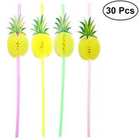 LUOEM Pineapple Party Straws Hawaii Drinking Straws Luau Party Decorations Supplies,Pack of 30