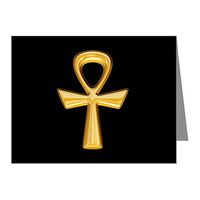 Note Card Egyptian Gold Ankh Black
