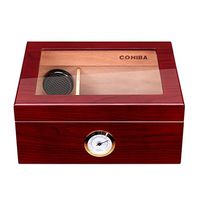 Humidors Cigar Box Large Capacity Cedar Wood Solid moisturizing Constant Humidity Cigar Box 50 (Color : Red, Size : 261122cm)