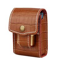 Genuine Leather Cigarette Case with Lighter Holder Waist Belt Loop Outdoor Multi-Function Cigarette Pack for Men (Brown)