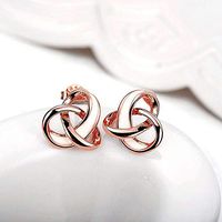 Fashion Women Rose Gold Color Plug-in Cross Knot Earrings Ear Studs Elegant Best Good Womens Prom Pretty Comfortable Jewelry Charm Woman Party Daily Bridal