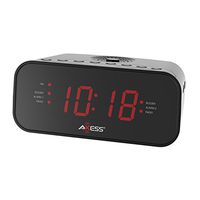 Axess CKRD3803 1.2" Red LED Display Clock with Digital AM/FM Radio, Dual Alarm Settings, Calendar Function, Aux Input Jack,  Battery Backup for Power Interruption (Batteries not Included)