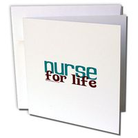 3dRose Nurse For Life Teal - Greeting Cards, 6 x 6 inches, set of 12 (gc_16630_2)