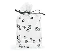 Small Black Animal PAW Print 7x2x3" Cello Cellophane Party Treat Food Snack Bags (25 ct)