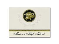 Signature Announcements Metwest High School (Oakland, CA) Graduation Announcements, Presidential style, Basic package of 25 Cap & Diploma Seal. Black & Gold.